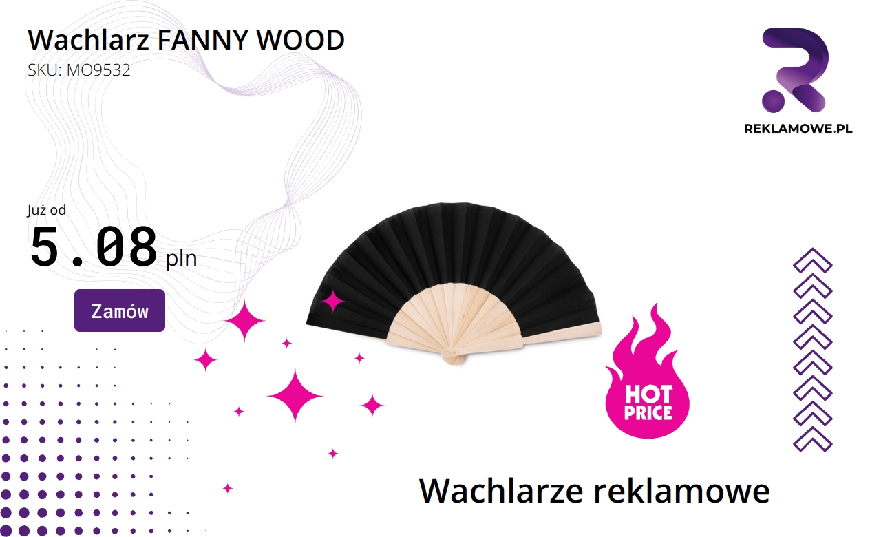 Wachlarz FANNY WOOD z drewnianymi elementami