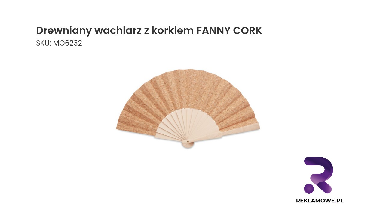 Elegancki drewniany wachlarz z korkiem FANNY CORK