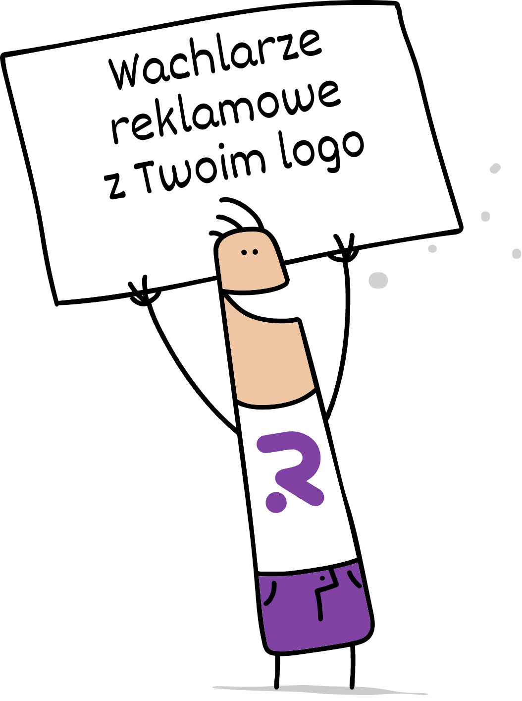 Buddy trzymający napis wachlarze reklamowe z Twoim logo